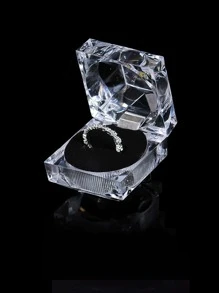 1 pieza Caja de almacenamiento de joya transparente en forma geométrica - Negro - Ver 7