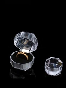 1 pieza Caja de almacenamiento de joya transparente en forma geométrica - Negro - Ver 3