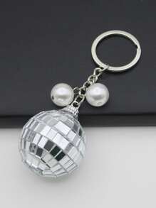 Llavero con perla artificial & bola accesorio - Plateado - Ver 5