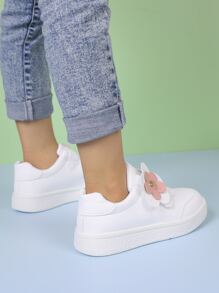 Girls' Flower Decoration Hook-and-loop Fastener Skateboarding Shoes Children's Sports Shoes - White - View 7