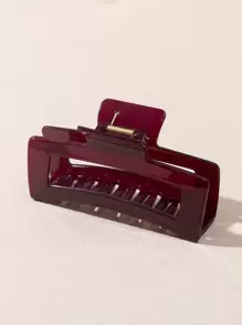 1pc Solid Color Glossy Rectangle Hair Claw Casual - Burgundy - View 1