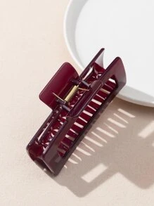 1pc Solid Color Glossy Rectangle Hair Claw Casual - Burgundy - View 2