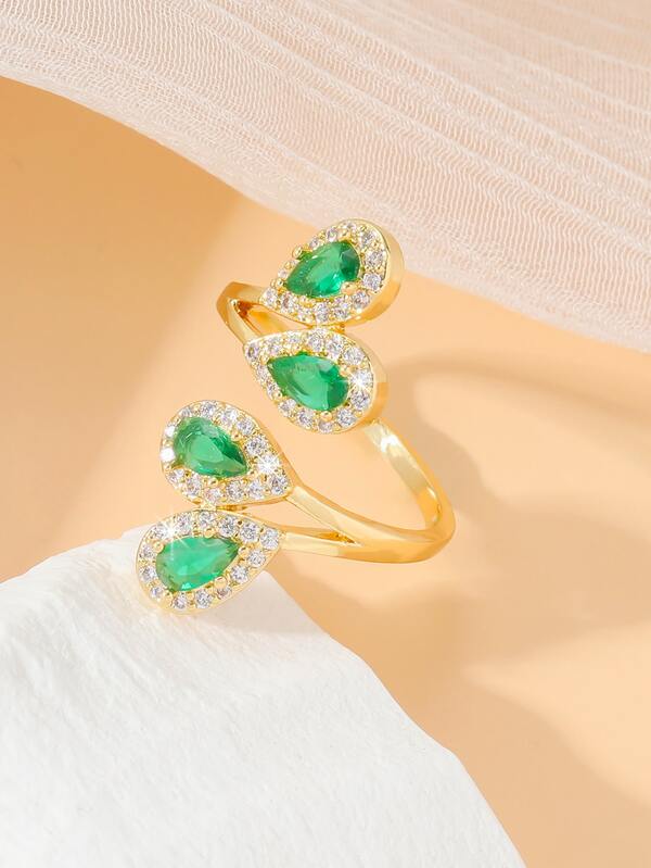 Cubic Zirconia Waterdrop Decor Wrap Ring SHEIN USA