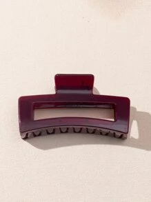 1pc Solid Color Glossy Rectangle Hair Claw Casual - Burgundy - View 3