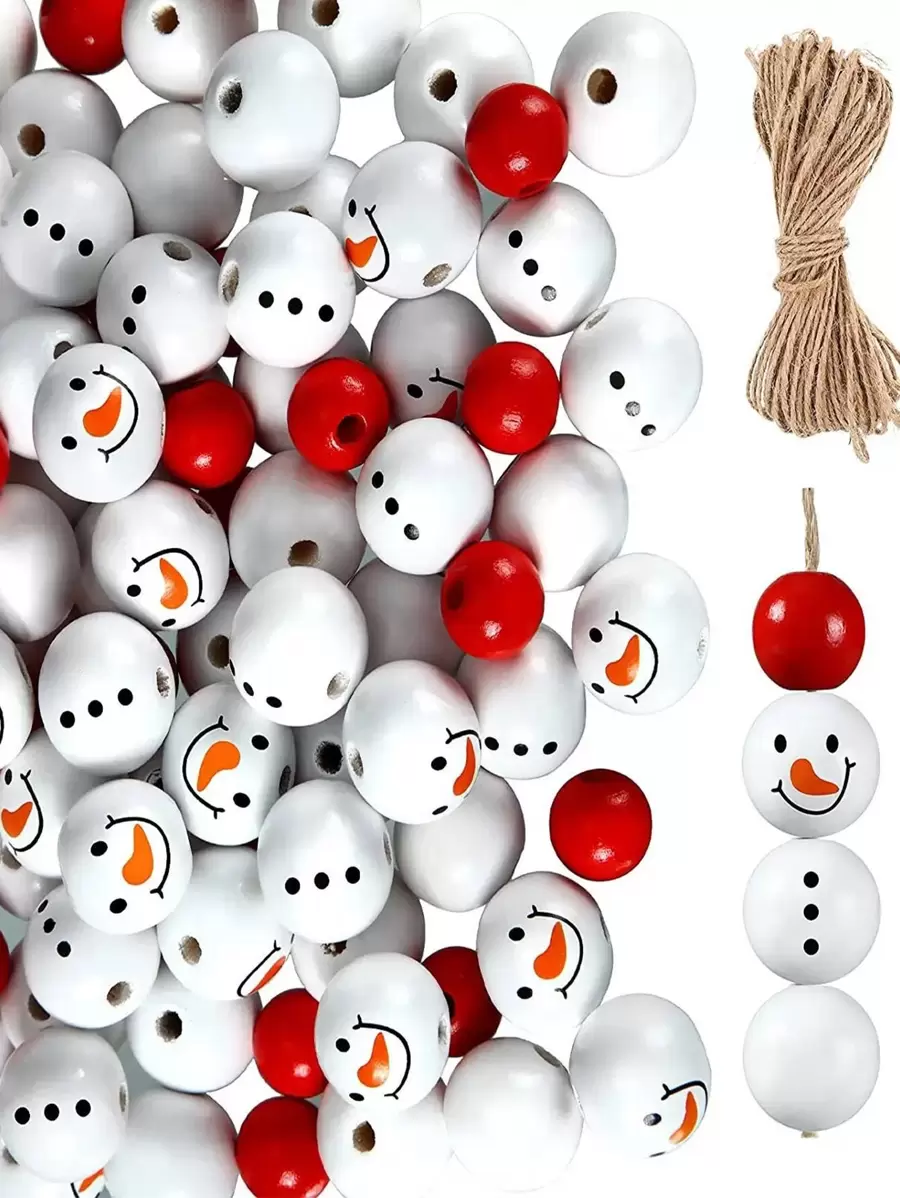 40入組聖誕雪人圖案釘珠掛飾 - 彩色 - 查看 1