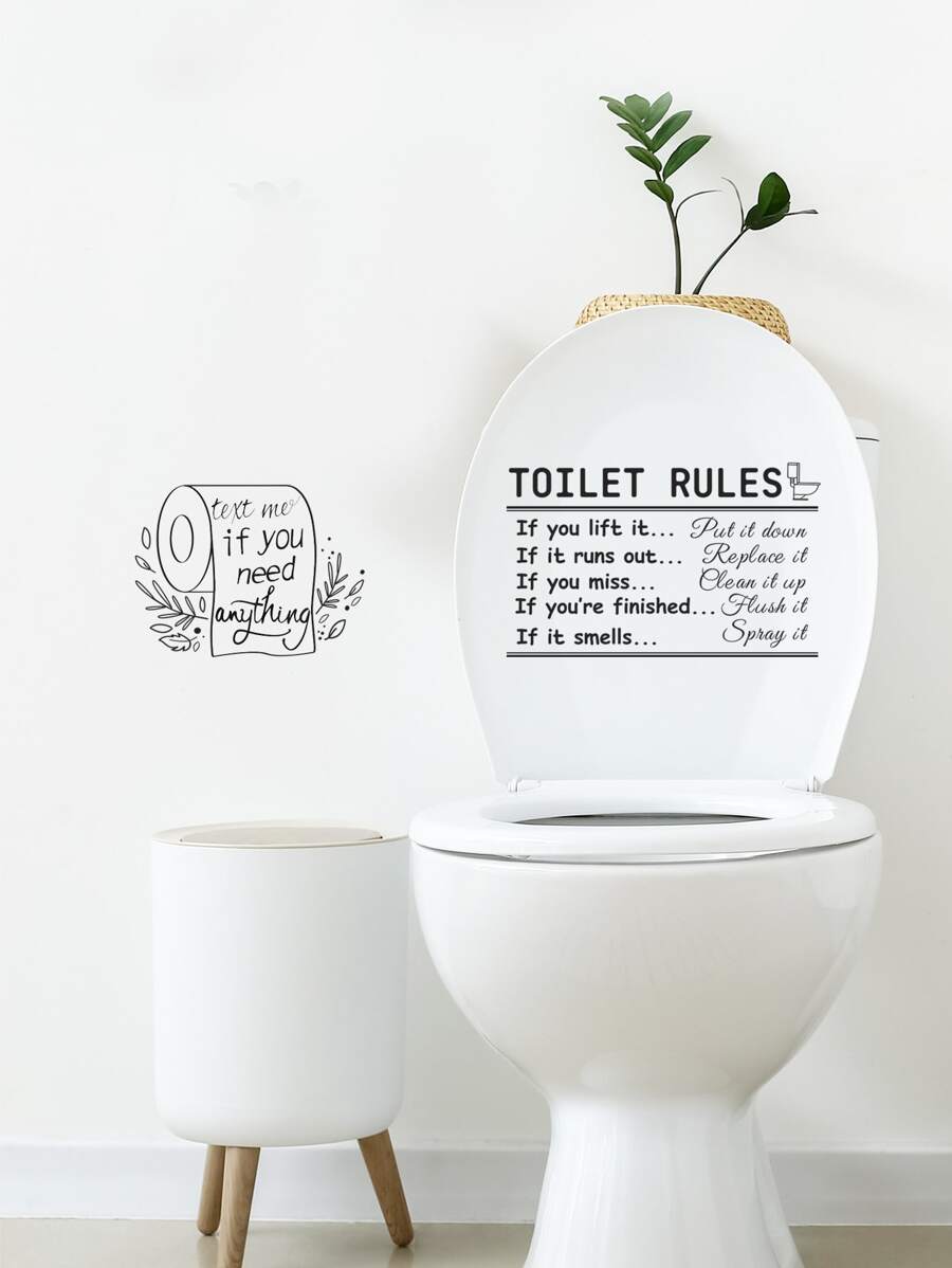 1 Vệ Sinh Miếng Dán Trang Trí Trong Suốt Tự Dính Vinyl Chống Thấm Tắm Decal Vệ Sinh Quy Tắc Miếng Dán - màu đen - Xem 1