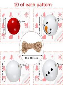 40入組聖誕雪人圖案釘珠掛飾 - 彩色 - 查看 3