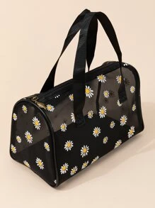Large Capacity Portable Daisy Net Makeup Bag Organizer Makeup Travel Toiletry Organizer Clear Essentials Gifts Storage Zipper Accessories Nail
