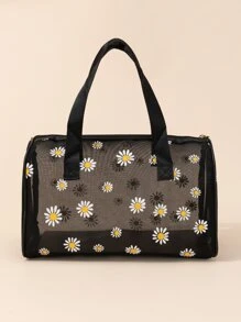 Large Capacity Portable Daisy Net Makeup Bag Organizer Makeup Travel Toiletry Organizer Clear Essentials Gifts Storage Zipper Accessories Nail