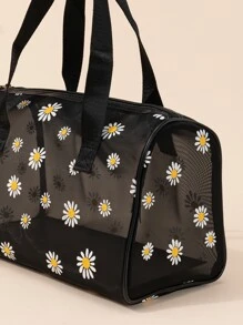 Large Capacity Portable Daisy Net Makeup Bag Organizer Makeup Travel Toiletry Organizer Clear Essentials Gifts Storage Zipper Accessories Nail