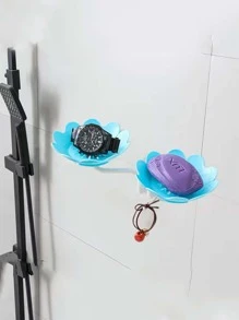 1pc Flower Design Punch-free Wall Mounted Random Soap Dish - Multicolor - View 5