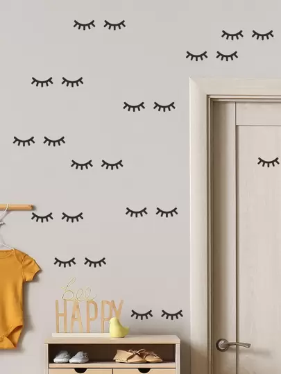 Pegatina de pared con estampado de pestañas, adhesivo negro de arte de pared para decoración del hogar, pegatinas, adhesivo de pared, vinilo para decoraciones del hogar, artículos de decoración de primavera para refrescar tu hogar, pegatinas de decoración de festivales, regalos de cumpleaños y graduación