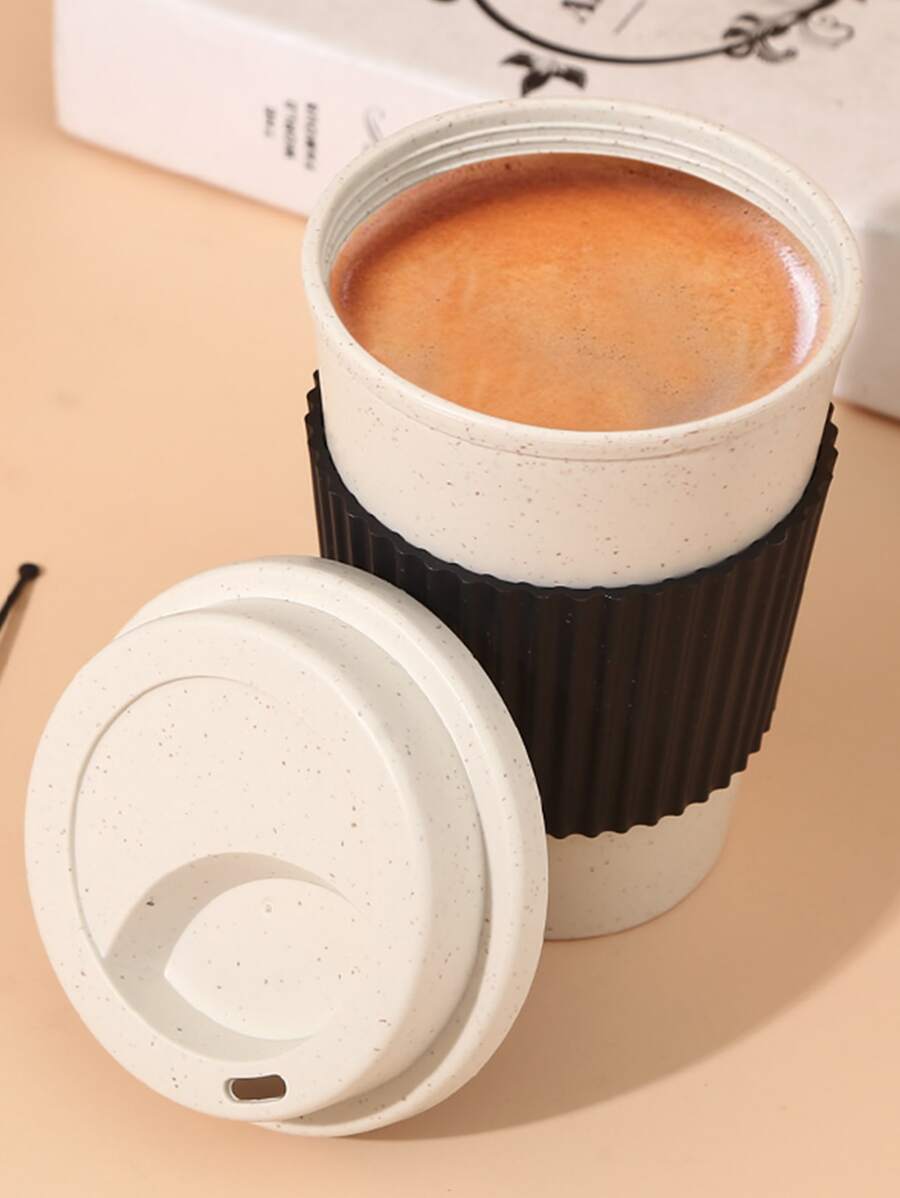 1 pieza portátil Vaso con de color al azar Cuchara de mezcla - Negro - Ver 1