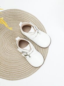 Girls Buckle Decor Combat Boots - White - View 4