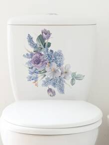 1入組花朵圖案馬桶蓋貼花 - 彩色 - 查看 4