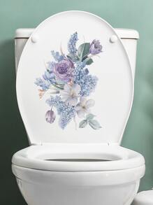 1入組花朵圖案馬桶蓋貼花 - 彩色 - 查看 5