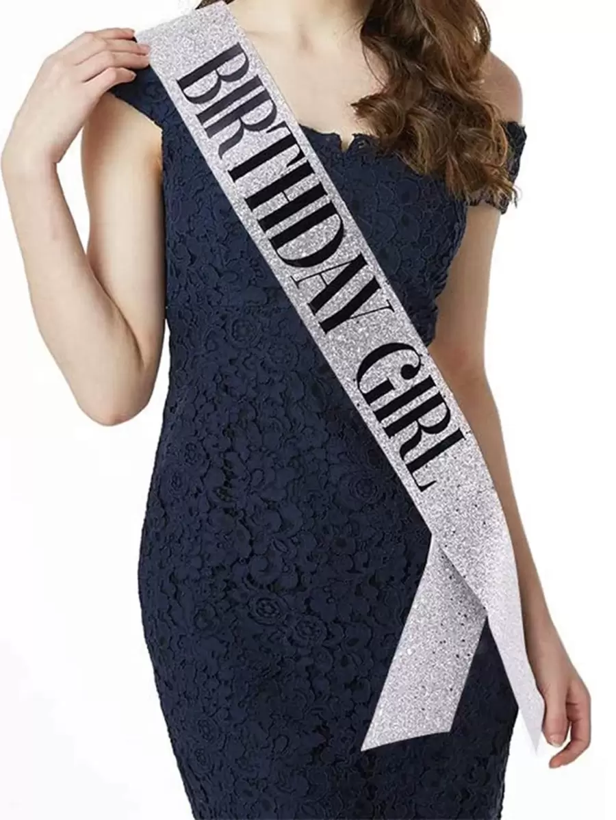 1 pieza Cinta decorativa para el hombro para fiesta de cumpleaños - Plateado - Ver 1