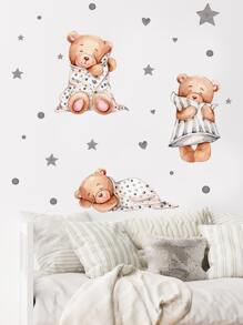 1pc Cartoon Bear Pattern Wall Sticker - Multicolor - View 2