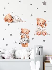 1pc Cartoon Bear Pattern Wall Sticker - Multicolor - View 4