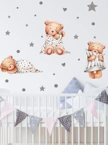 1pc Cartoon Bear Pattern Wall Sticker - Multicolor - View 5