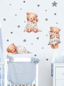 1pc Cartoon Bear Pattern Wall Sticker - Multicolor - View 6