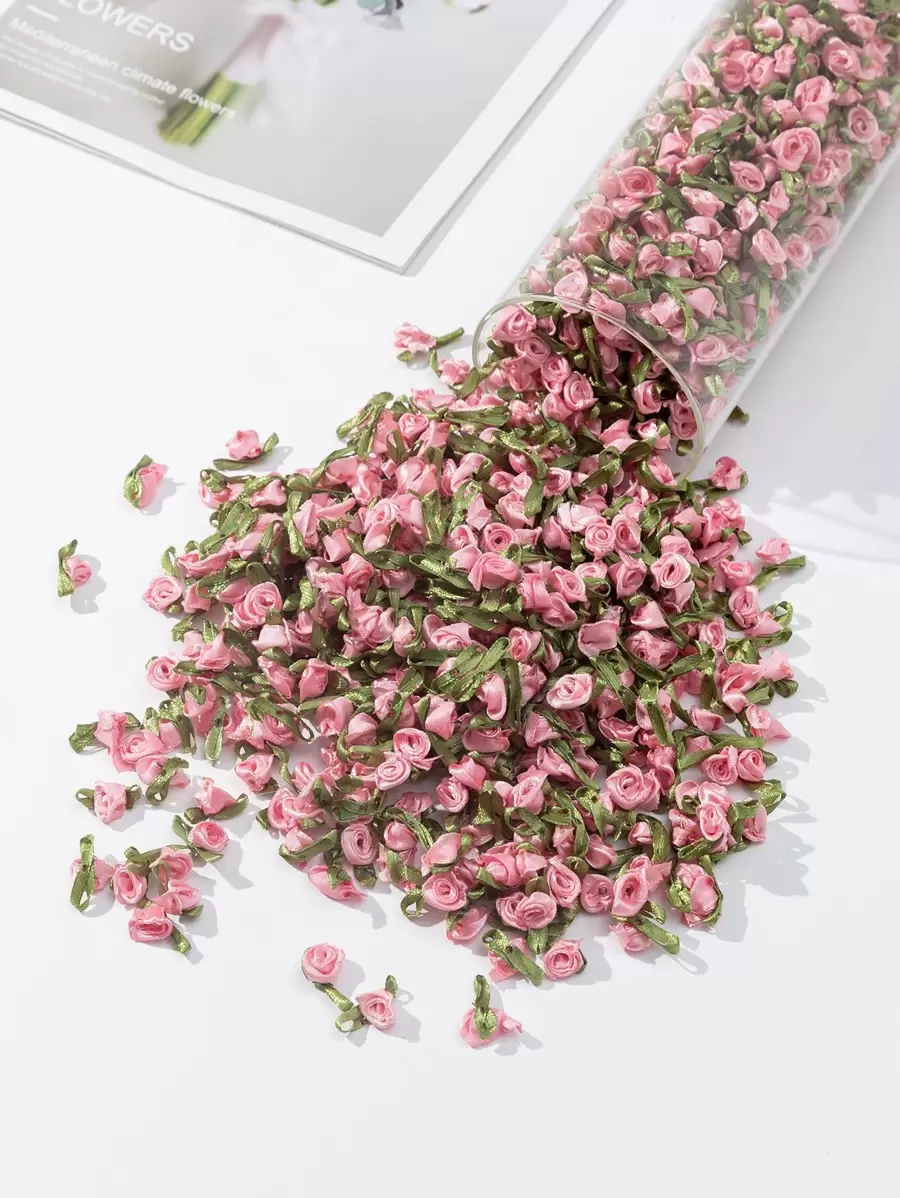 50 piezas de cabezas de flores artificiales, flores pequeñas de poliéster, cabezas de flores falsas para decoración de regalos de fiesta, accesorios de ropa, Día de San Valentín, regalo - Multicolor - Ver 1