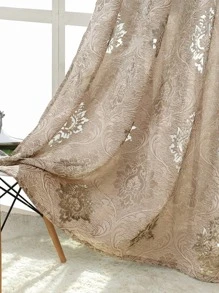 Damask Pattern Single Panel Sheer Curtain