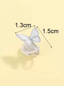 1只女性時尚簡約蝴蝶油滴無耳洞耳夾,適合日常佩戴 - 銀色 - 查看 5