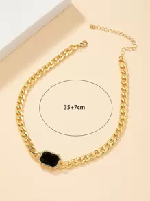 Rhinestone Decor Necklace - Yellow Gold - View 3