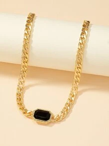 Rhinestone Decor Necklace - Yellow Gold - View 4