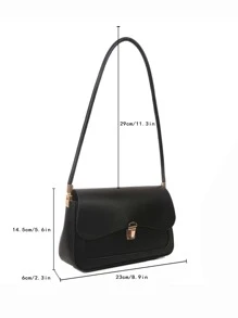 Metal Lock Flap Square Bag - Black - View 4