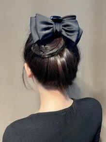 蝴蝶結裝飾髮爪 - 黑色 - 查看 6