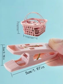 30pcs Multifunction Clothes Drying Clip & 1pc Basket - Pink - View 3