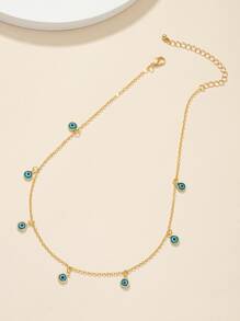 Evil Eye Charm Necklace - Yellow Gold - View 2