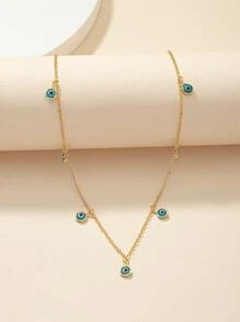 Evil Eye Charm Necklace - Yellow Gold - View 4