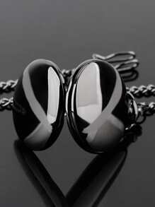 Men Vintage Minimalist Round Pointer Pocket Watch - White - View 3