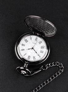Men Vintage Minimalist Round Pointer Pocket Watch - White - View 5