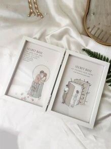 1pc Foldable Photo Frame With 1pc Random Inner Paper - White - View 1
