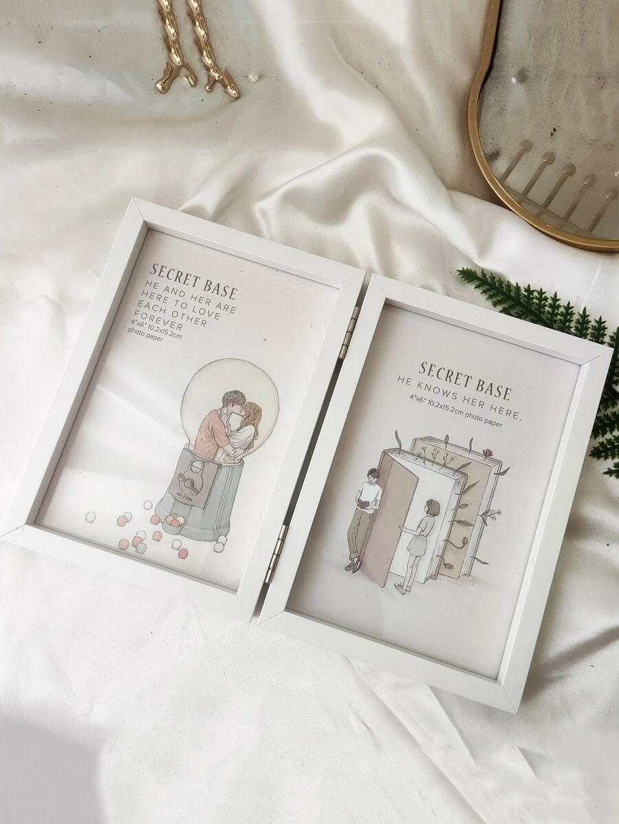 1pc Foldable Photo Frame With 1pc Random Inner Paper - White - View 1