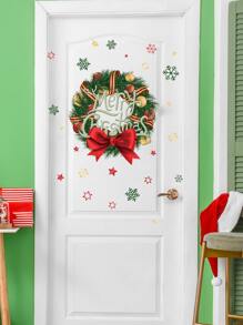 1pc Christmas Wreath Pattern Decoration Wall Sticker,Stickers,Wall Decal, Vinyl Decal For Home Decorations,Spring Decoration Items Refresh Your Home,Rama Decoration Stickers - Multicolor - View 1