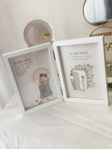 1pc Foldable Photo Frame With 1pc Random Inner Paper - White - View 4
