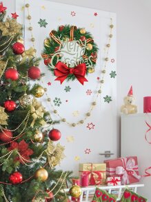 1pc Christmas Wreath Pattern Decoration Wall Sticker,Stickers,Wall Decal, Vinyl Decal For Home Decorations,Spring Decoration Items Refresh Your Home,Rama Decoration Stickers - Multicolor - View 4