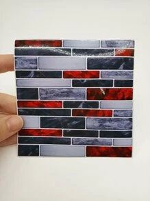 10入組逼真大理石圖案浮雕牆貼 - 彩色 - 查看 2