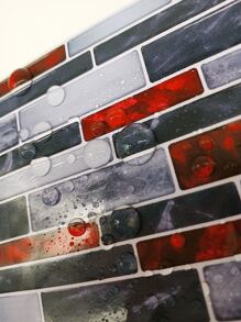 10入組逼真大理石圖案浮雕牆貼 - 彩色 - 查看 4