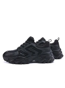 Men Lace-up Front Chunky Sneakers - Black - View 4