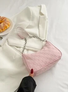 Geometric Embossed Hobo Bag - Pink - View 2