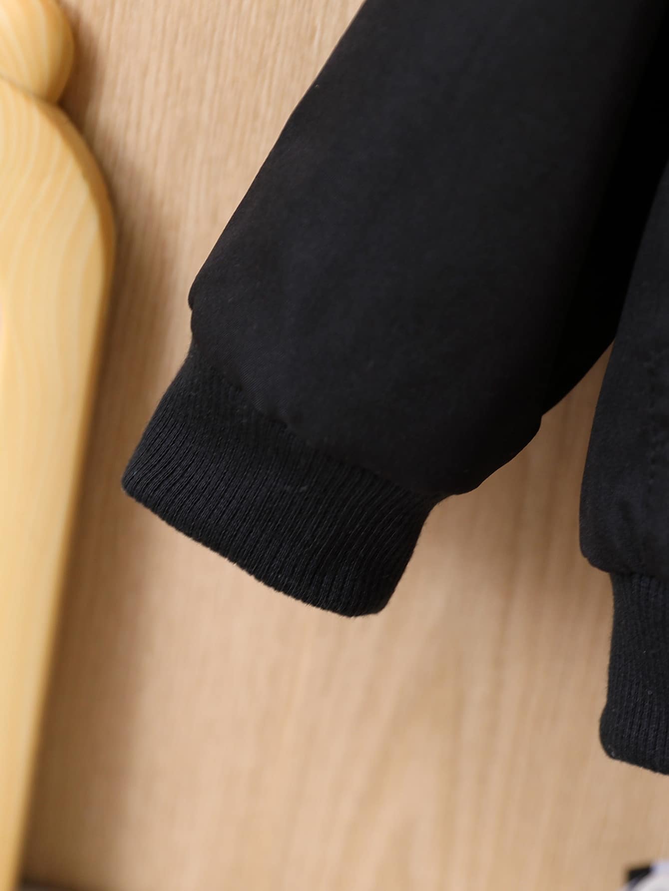 SHEIN Playful Pals Baby Boy Patch Detail Teddy Lined Hooded Jacket - Black - View 5