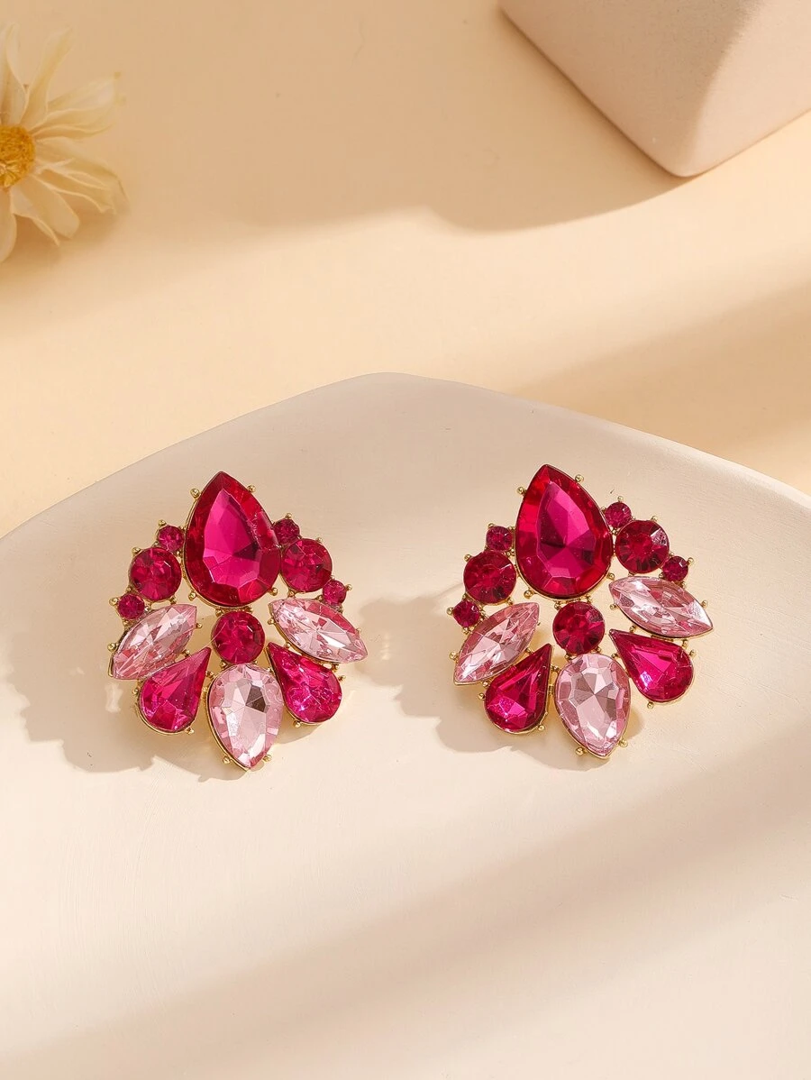 Rhinestone Decor Stud Earrings
