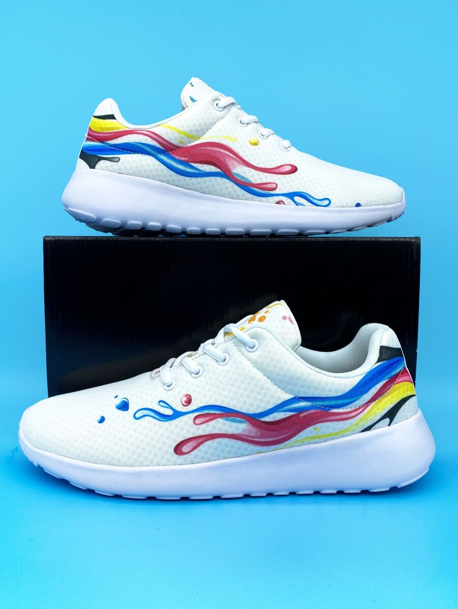 Drip Pattern Lace-up Front Running Shoes - Multicolor - View 1