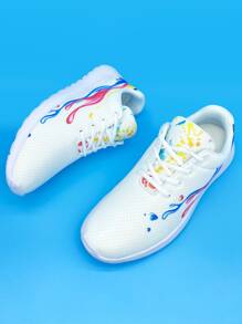 Drip Pattern Lace-up Front Running Shoes - Multicolor - View 3